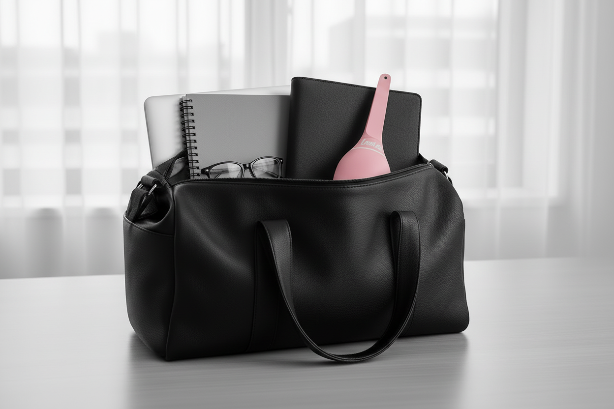 Looué bottle in work bag - no text